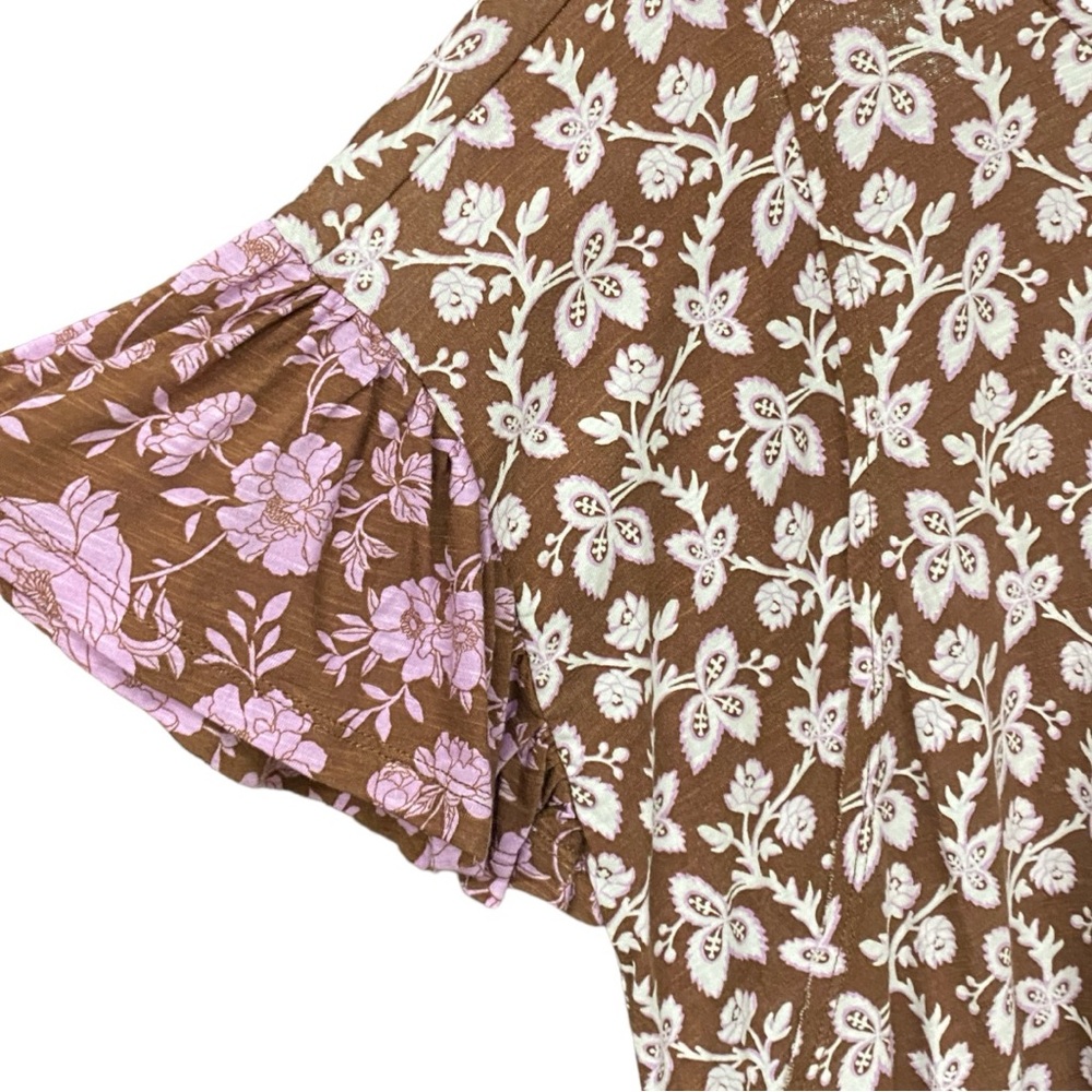 Cato Women's Floral Print Ruffle Hem Top - Picture 3 of 5